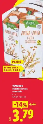Lidl Vemondo - bebida de avena con calcio oferta