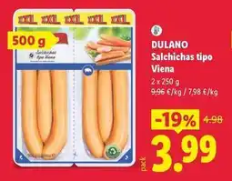 Lidl Dulano - salchichas tipo viena oferta
