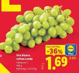 Lidl Uva blanca cotton candy oferta