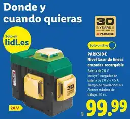 Lidl Parkside - nivel láser de líneas cruzadas recargable oferta