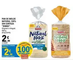 E.Leclerc Bimbo - pan de molde natural 100% sin corteza oferta