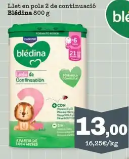 Sorli Blédina Llet en pols 2 de continuació oferta