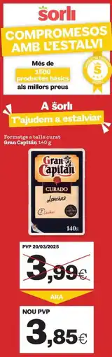 Sorli Gran Capitán formatge a talls curat oferta