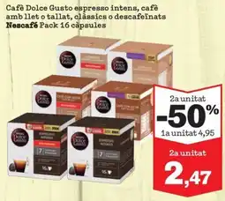 Sorli Nescafé Dolce Gusto espresso intens, cafè amb llet o tallat, clàssics o descafeïnats oferta