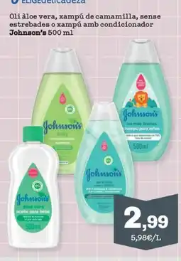 Sorli Johnson's oli aloe vera, xampú de camamilla, sense estrebades o xampú amb condicionador oferta