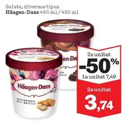 Sorli Häagen-Dazs gelats diversos tipus oferta