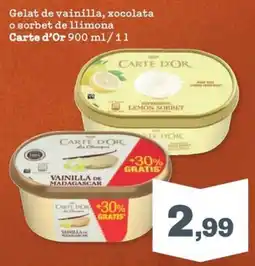 Sorli Carte d'Or gelat de vainilla, xocolata o sorbet de llimona oferta
