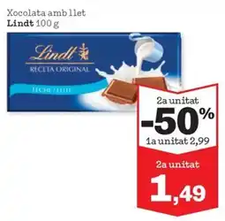 Sorli Lindt xocolata amb llet oferta