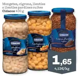 Sorli Cidacos mongetes, cigrons, llenties o llenties pardines cuites oferta
