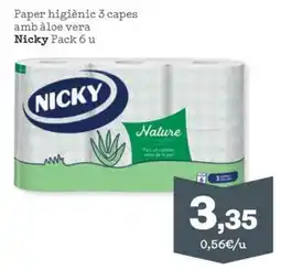 Sorli Nicky paper higiènic 3 capes amb aloe vera oferta