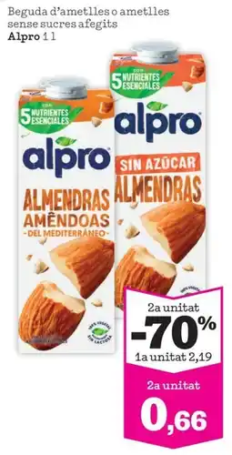 Sorli Alpro beguda d'ametlles o ametlles sense sucres afegits oferta