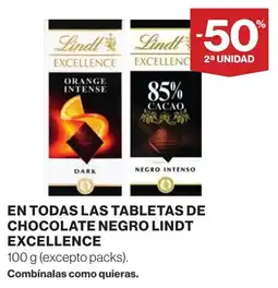 Supercor Lindt Excellence en todas las tabletas de chocolate negro oferta
