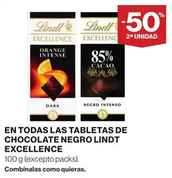 Lindt Excellence en todas las tabletas de chocolate negro