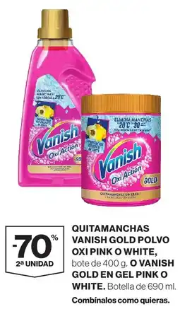 Supercor Vanish quitamanchas gold polvo oxi pink o white o vanish gold en gel pink o white oferta