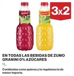 Supercor Granini 0% azúcares en todos las bebidas de zumo oferta