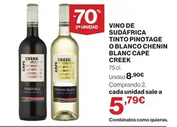 Supercor Cape Creek vino de Sudáfrica tinto pinotage o blanco chenin blanc oferta