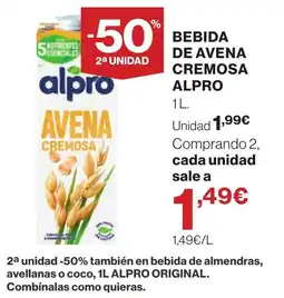 Supercor alpro bebida de avena cremosa oferta