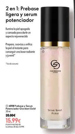 Oriflame Giordani Gold prebase ligera y serum oferta