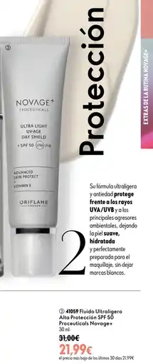 Oriflame Fluido ultraligero alta proteccion SPF 50 proceuticals novege+ oferta
