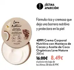 Oriflame Love Nature Crema Corporal Nutritiva con Manteca de Cacao y Aceite de Coco Orgánicos oferta