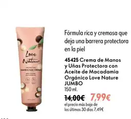 Oriflame Love Nature crema de manos y uñas protectora con aceite de macadamia orgánico oferta