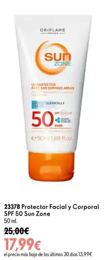 Oriflame Oriflame Sun Zone Protector Facial y Corporal SPF 50 oferta