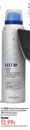 Oriflame Oriflame spray anytitranspirante para pies con control de olor 48h Feet Up Expert oferta