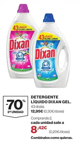 Hipercor Dixan detergente líquido gel oferta