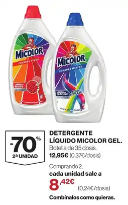 Hipercor Micolor detergente líquido gel oferta
