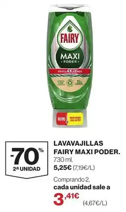 Hipercor Fairy lavavajillas maxi poder oferta