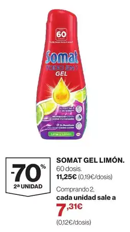 Hipercor Somat gel limón oferta
