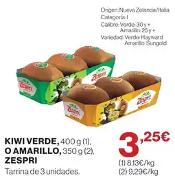 El Corte Inglés Zespri kiwi verde o amarillo oferta