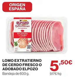 El Corte Inglés Elpozo lomo extratierno de cerdo fresco o adobado oferta