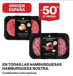 El Corte Inglés Hamburguesa nostra en todas las hamburguesas oferta