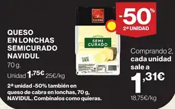 El Corte Inglés Navidul queso en lonchas semicurado oferta