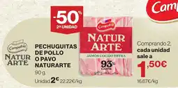 El Corte Inglés Campofrio pechuguitas de pollo o pavo naturarte oferta
