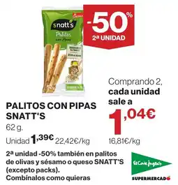 El Corte Inglés snatt's palitos con pipas oferta