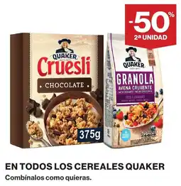 El Corte Inglés Quaker en todos los cereales oferta