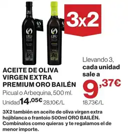 El Corte Inglés Aceite de oliva virgen extra premium oro bailén oferta