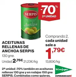 El Corte Inglés Serpis aceitunas rellenas de anchoa oferta