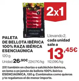 El Corte Inglés Esencaúnica paleta de bellota ibérica 100% raza ibérica oferta