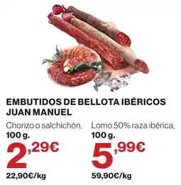 El Corte Inglés Juan Manuel embutidos de bellota ibéricos oferta