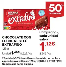 El Corte Inglés Nestlé chocolate con leche extrafino oferta