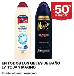 El Corte Inglés La Toja y Magno geles de baño oferta