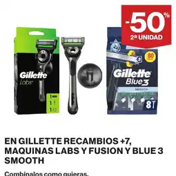 El Corte Inglés Gillette maquinas labs y fusion y blue 3 smooth oferta