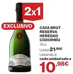 El Corte Inglés Codorniu cava brut reserva heredad oferta