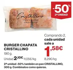 El Corte Inglés Cristallino burger chapata oferta