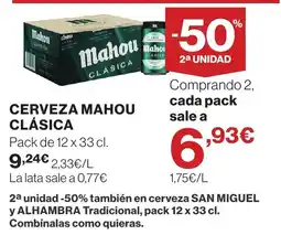 El Corte Inglés Mahou cerveza clásica oferta