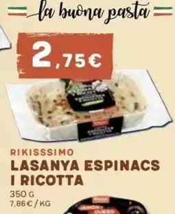 Keisy Rikissimo lasanya espinacs i ricotta oferta