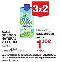 El Corte Inglés Vita Coco agua de coco natural oferta